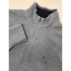 Tommy Hilfiger Sweater Men's XL Light Blue Long Sleeve 1/4 Zip Pullover